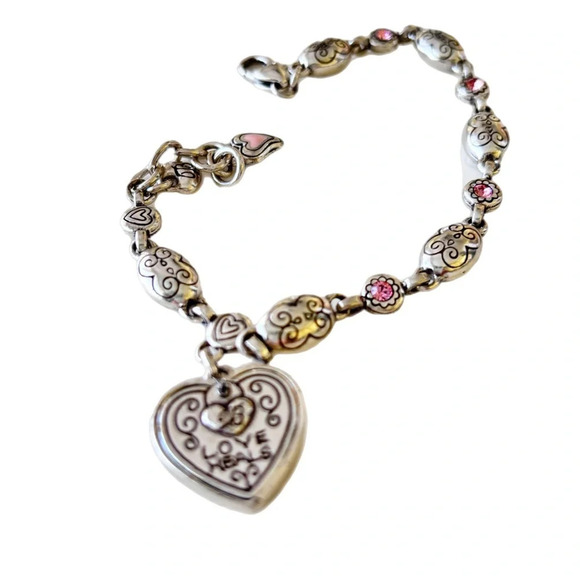 Brighton "Trust Your Journey" Heart Charm Bracelet.  Breast Cancer awareness. - Picture 2 of 6